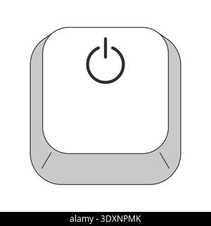 Power symbol grayscale computer keyboard key Stock Vector