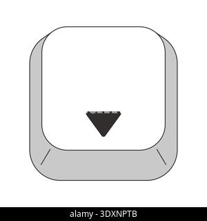Down arrow key grayscale computer keyboard Stock Vector