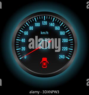 Door Open Warning Light on Car Dashboard. Vector Illustration. Stock Vector