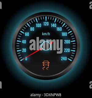 Traction Control Stability Light on Car Dashboard. Vector Illustration. Stock Vector