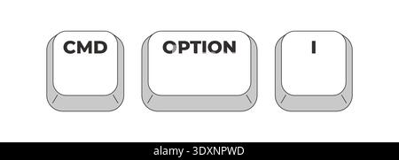 CMD Option I grayscale keyboard hotkey Stock Vector