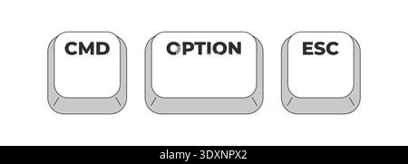 CMD Option ESC grayscale keyboard hotkey Stock Vector