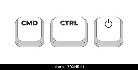 CMD CTRL Power grayscale keyboard hotkey Stock Vector
