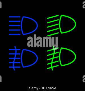Car Light Sign Symbol. Car Headlight. Rear Fog Light. Indicator Light. Vector Illustration. Stock Vector