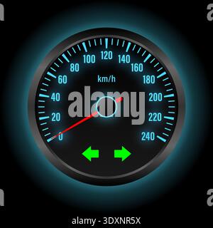 Car Turning Signal Light on Car Dashboard. Vector Illustration. Stock Vector