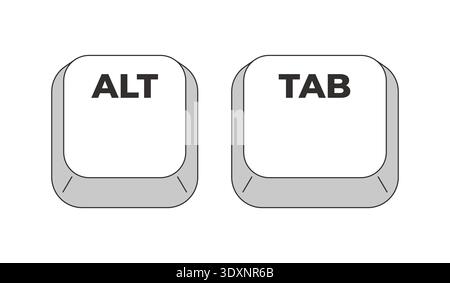 Alt Tab grayscale keyboard hotkey Stock Vector