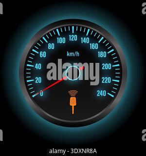 Key warning Warning Light on Car Dashboard. Vector Illustration. Stock Vector