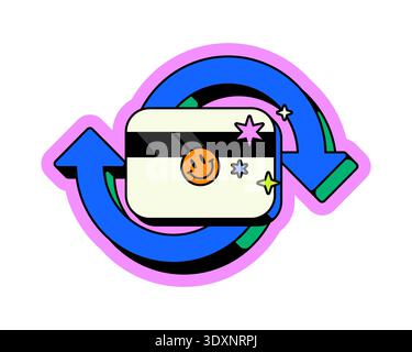Processing payment neo brutalism pop-up UI overlay Stock Vector