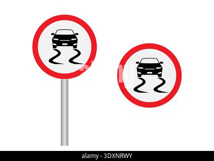Slippery Road Sign. Vector Illustration. Stock Vector
