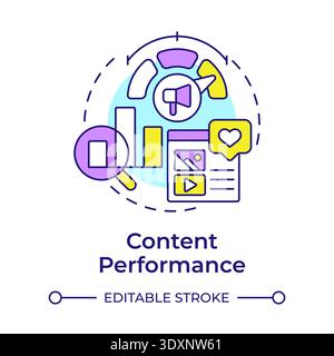 Content performance multi color concept icon Stock Vector