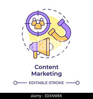 Content marketing multi color concept icon Stock Vector
