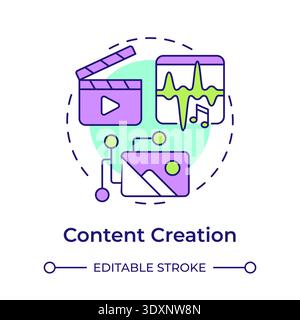 Content creation multi color concept icon Stock Vector