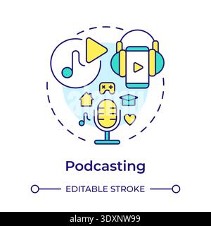Podcasting multi color concept icon Stock Vector