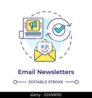 Email newsletters multi color concept icon Stock Vector