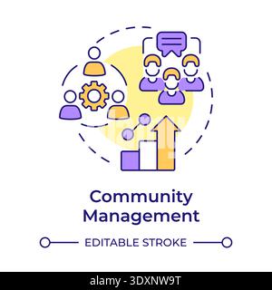 Community management multi color concept icon Stock Vector