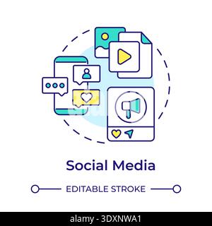 Social media multi color concept icon Stock Vector