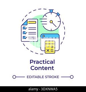 Practical content multi color concept icon Stock Vector