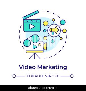 Video marketing multi color concept icon Stock Vector