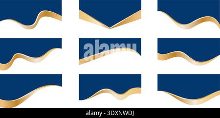 Blue and golden geometric divider with elegant curves. Perfect template for modern layouts, business cards, invitations and professional presentations Stock Vector