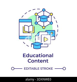 Educational content multi color concept icon Stock Vector