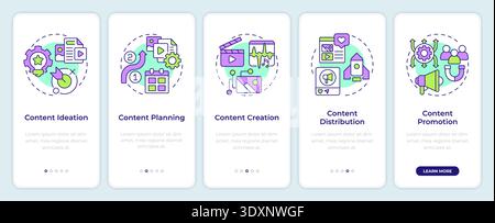 Content development cycle onboarding mobile app screen Stock Vector