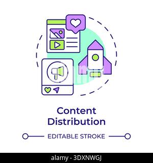 Content distribution multi color concept icon Stock Vector