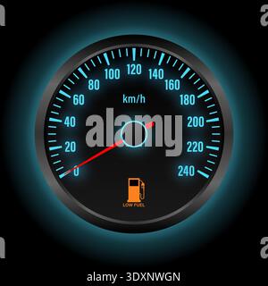 Empty Fuel or Fuel Low Warning Light on Car Dashboard. Vector Illustration. Stock Vector