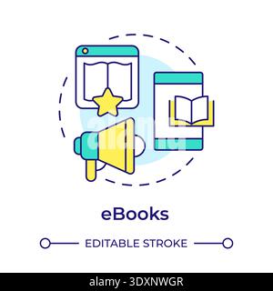 Ebooks multi color concept icon Stock Vector