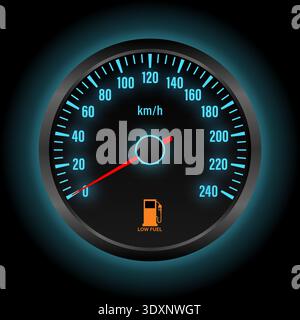 Empty Fuel or Fuel Low Warning Light on Car Dashboard. Vector Illustration. Stock Vector