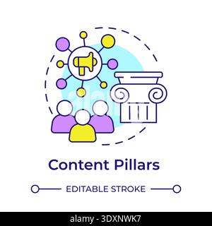 Content pillars multi color concept icon Stock Vector