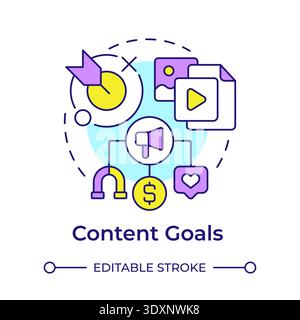 Content goals multi color concept icon Stock Vector