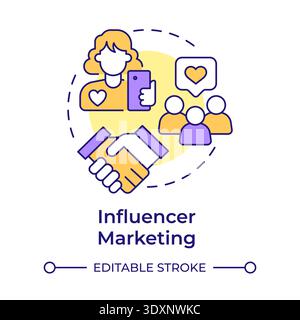 Influencer marketing multi color concept icon Stock Vector