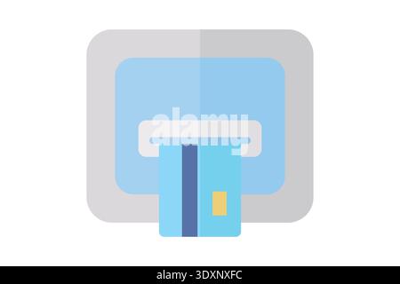 ATM Machine flat icon. Icon related to bank. cash transactions elements vector illustration Stock Vector