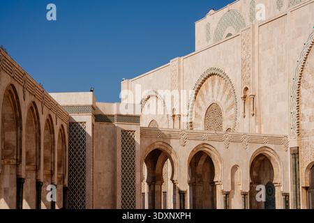Hassan II Mosque, Casablanca, Morocco. Grand Islamic architecture details Stock Photo