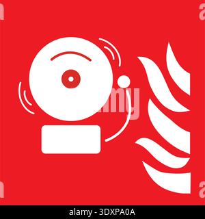 Red and white fire alarm sign isolated on a white background Stock Vector