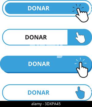 White and blue donar bar buttons isolated on a white background (trad. donate) Stock Vector