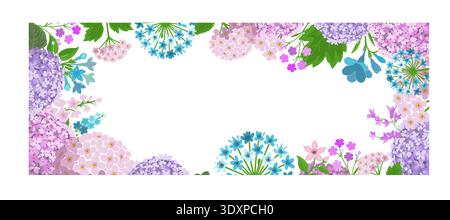 Hydrangea flower frame. Hand drawn. Not AI, vector illustration. Stock Vector