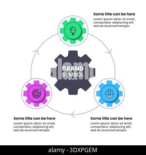 Infographic template with icons and 3 options or steps. Connected gears. Can be used for workflow layout, diagram, banner, webdesign. Vector illustrat Stock Vector