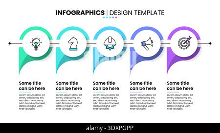 Infographic template with icons and 5 options or steps. Points. Can be used for workflow layout, diagram, banner, webdesign. Vector illustration Stock Vector
