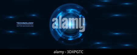 Futuristic digital dashboard. Advanced holographic user interface display. Sleek modern hologram with glowing controls. Hightech holographic control Stock Vector
