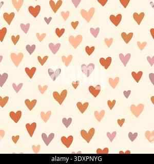 Seamless pattern design with colorful hearts in boho style. Simple abstract texture. Vector romantic background. Great for fabric, textiles, and apparel. Stock Vector
