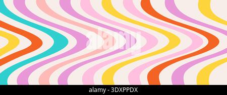 Psychedelic trippy y2k retro background swirl. Simple vector illustration. Groovy wave print. Vintage background. Psychedelic groovy spiral Stock Vector