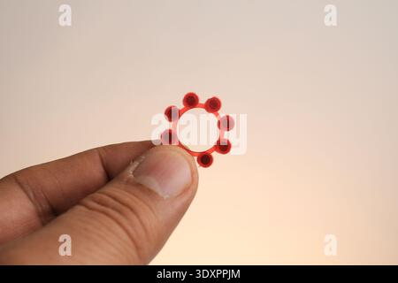 Basra, Iraq- March 04, 2026: Close Up View of Red Plastic Cap Gun Ring Caps Stock Photo