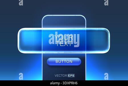Sleek blue interface with a glowing text field and button, perfect for futuristic technology concepts. Vector illustration. Stock Vector
