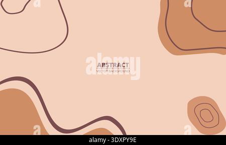 Minimal beige organic shapes, abstract background, soft flowing curves with layered brown tones creating calm modern composition for branding hero Stock Vector