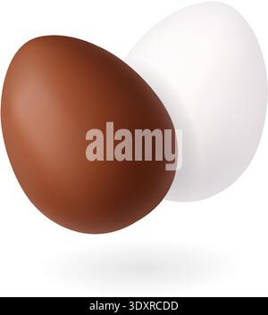 Brown and white Easter eggs 3D realistic holiday food illustration Stock Vector
