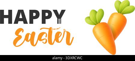 Happy Easter banner with carrots. Spring seasonal promotion template Stock Vector