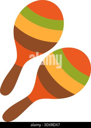 Mexican maracas. Flat vector music instrument illustration for fiestas and cultural designs Stock Vector