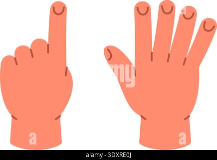 Hand showing number 6 with five fingers and one from opposite hand. Flat cartoon style for early math education Stock Vector