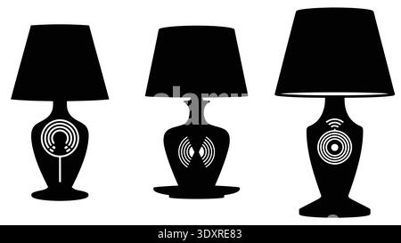 Decorative Table Lamp Silhouette Collection Home Lighting Vector Set Stock Vector